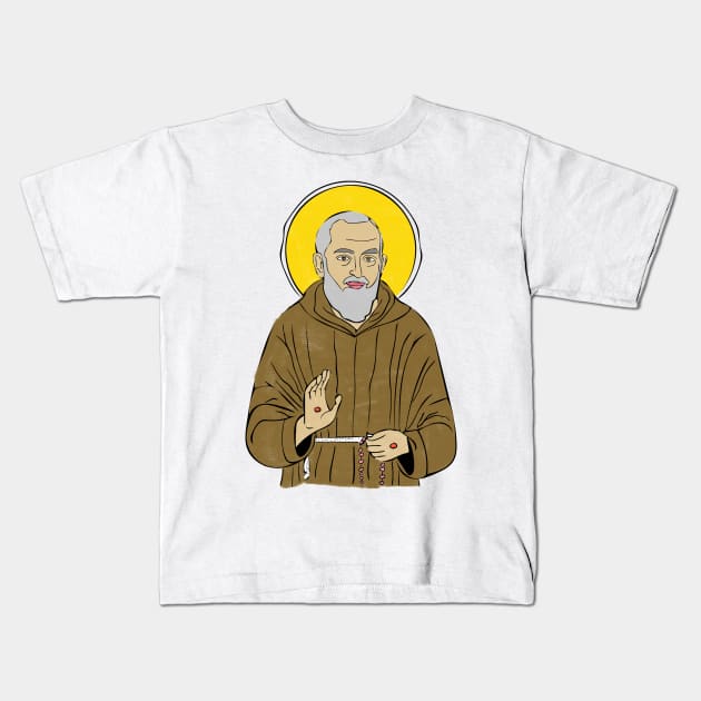 Padre Pio Kids T-Shirt by moanlisa